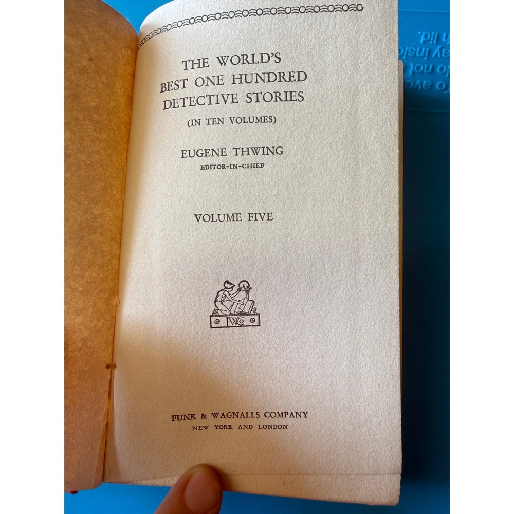 1929 The Worlds Best 100 Detective Stories Vol 5 Eugene Thwing Funk & Wagnalls